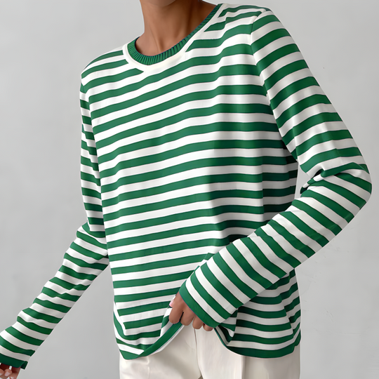 Tee Shirt Femme Manches Longues à Rayures Style Automnal 6
