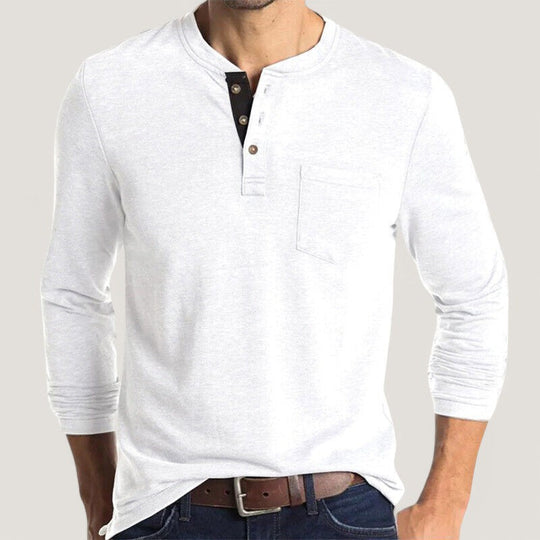 Tee Shirt Homme Classique à Manches Longues en Coton Mélangé 0