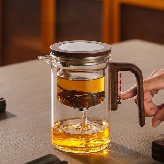 Théière en Verre InfusiSense avec Mécanisme à Bouton-Poussoir Moderne 2