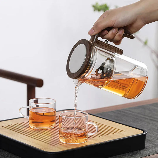 Théière en Verre InfusiSense avec Mécanisme à Bouton-Poussoir Moderne 5
