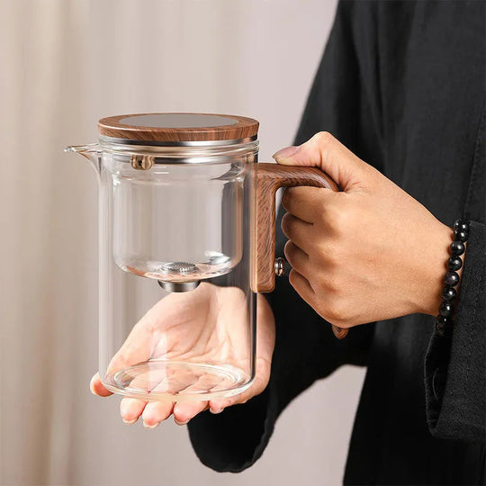 Théière en Verre InfusiSense avec Mécanisme à Bouton-Poussoir Moderne 6