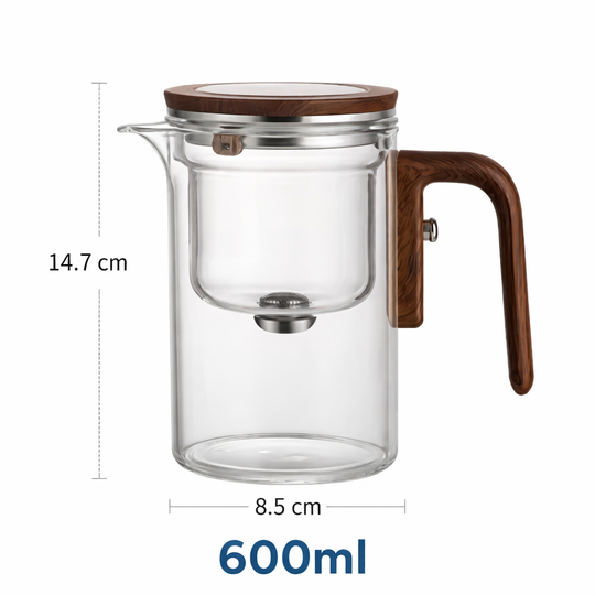 Théière en Verre InfusiSense avec Mécanisme à Bouton-Poussoir Moderne 8