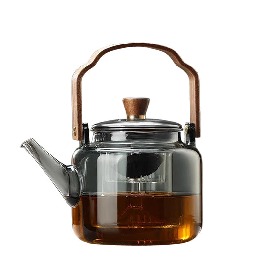 Théière en Verre et Bois Design 0