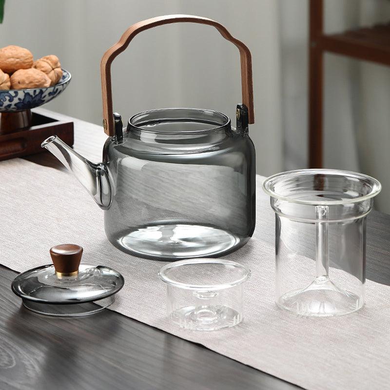 Théière en Verre et Bois Design 2
