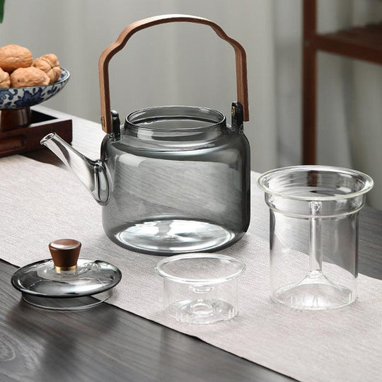 Théière en Verre et Bois Design 2