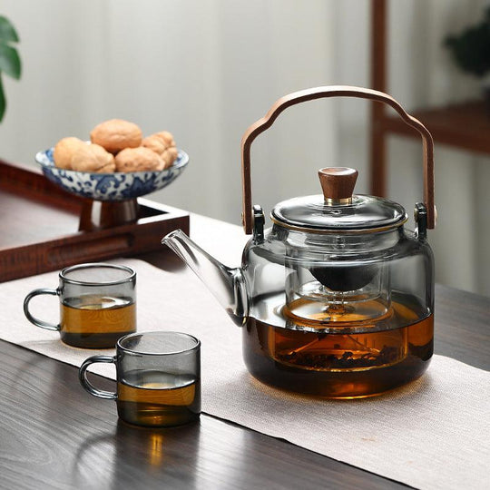 Théière en Verre et Bois Design 3