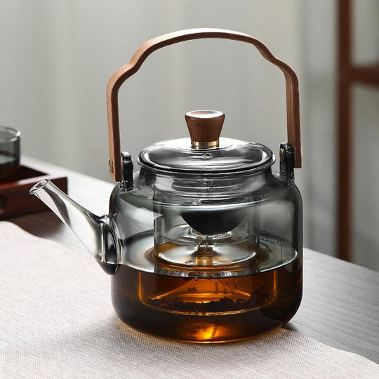 Théière en Verre et Bois Design 4