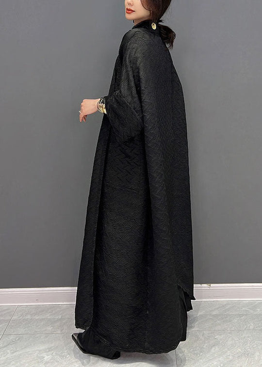 Trench-coat Femme Noir Chic avec Poches Oversize 3