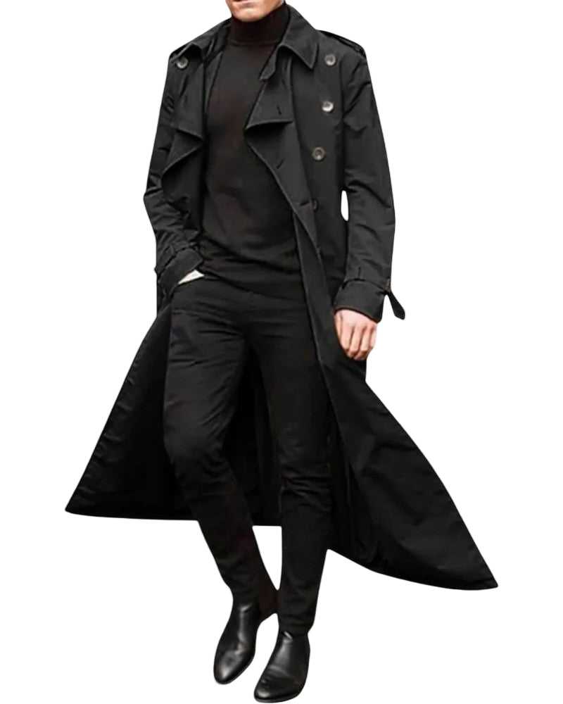 Trench-coat Long pour Hommes à Double Boutonnage 0