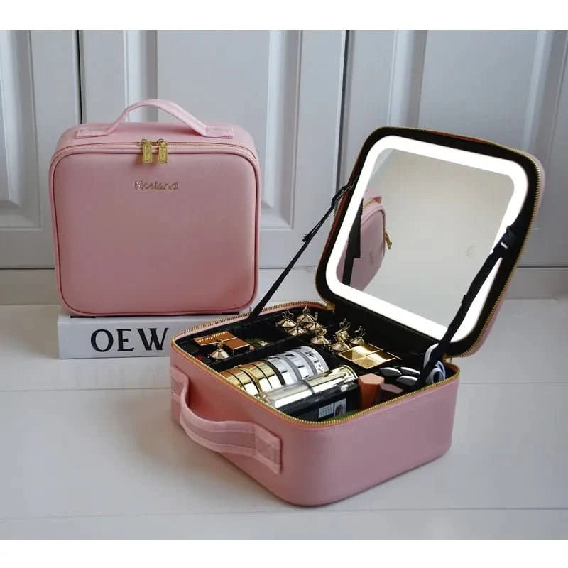 Trousse de Maquillage Portable avec Miroir LED 0