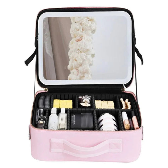 Trousse de Maquillage Portable avec Miroir LED 3