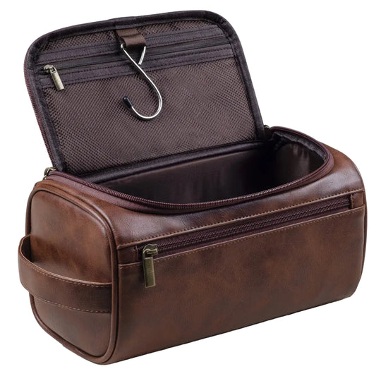 Trousse de Toilette en Cuir pour Voyageurs Pratique 0