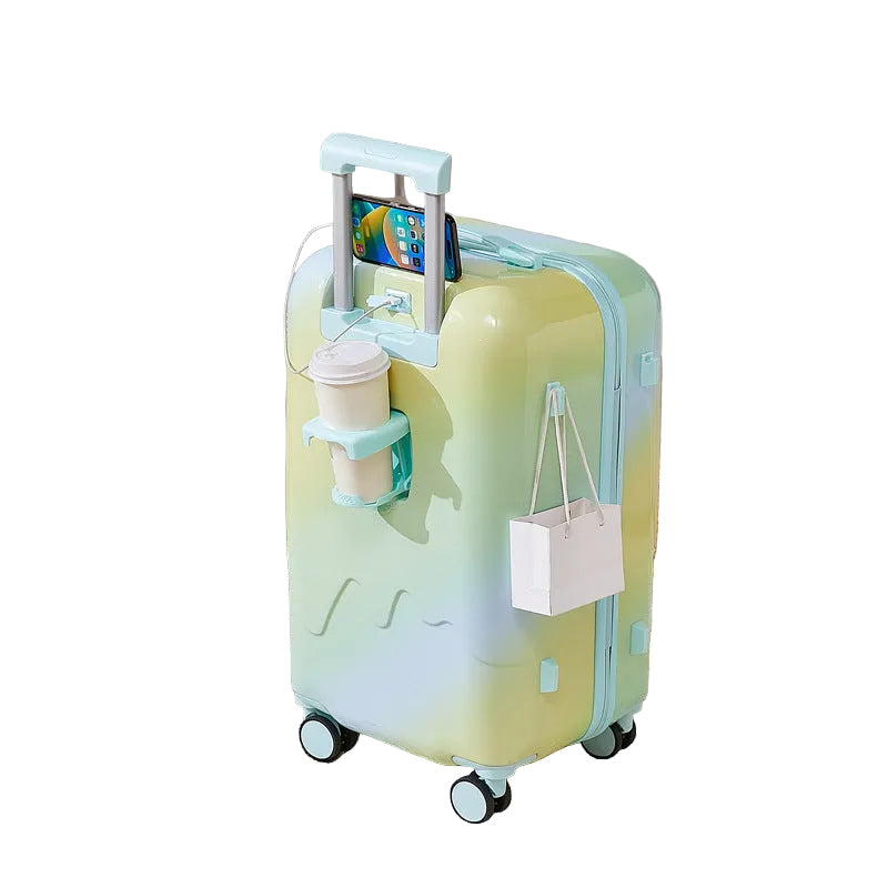 Valise à Roulettes Unisexe Rangement Intelligent avec Porte-Gobelet et Emplacement Téléphone 0