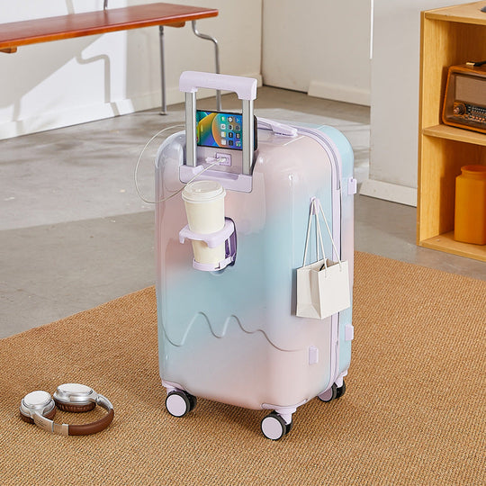Valise à Roulettes Unisexe Rangement Intelligent avec Porte-Gobelet et Emplacement Téléphone 4
