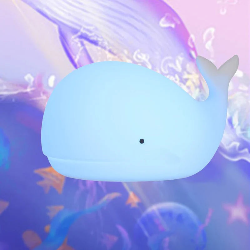 Veilleuse Baleine Mignonne avec Lumière LED Changeante Tactile 7