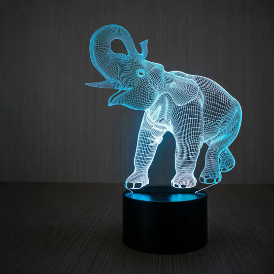 Veilleuse LED 3D Éléphant avec télécommande et commandes tactiles 0