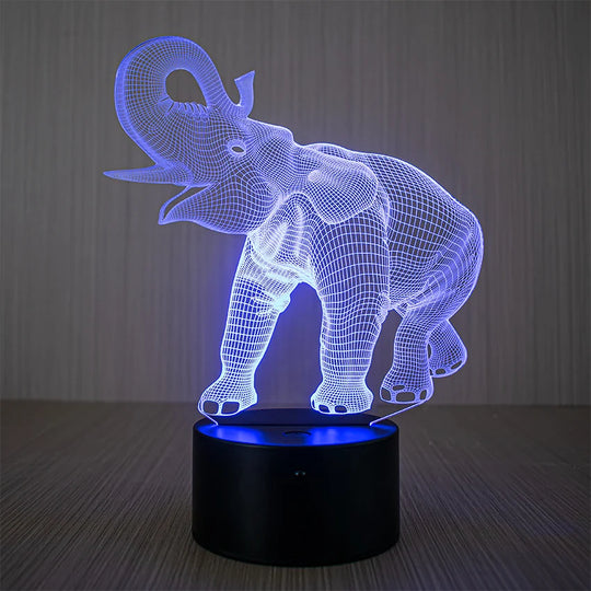 Veilleuse LED 3D Éléphant avec télécommande et commandes tactiles 2