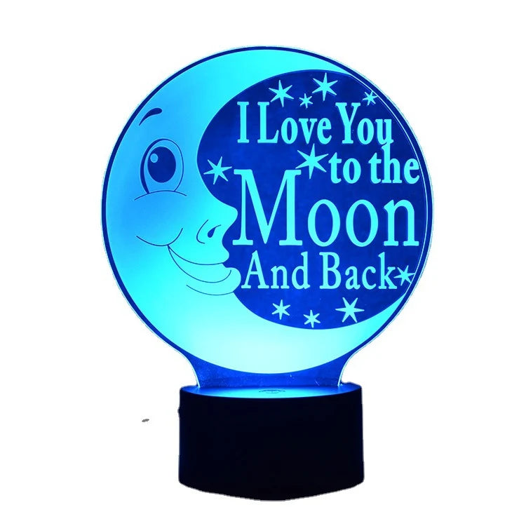 Veilleuse LED 3D Lune à Couleurs Changeantes pour Ambiance Douce 3