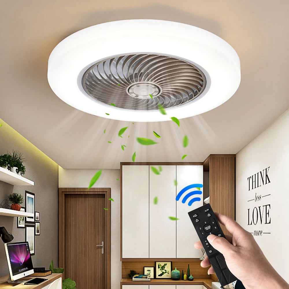 Ventilateur Plafond Silencieux Avec Éclairage Intégré Et Télécommande 1