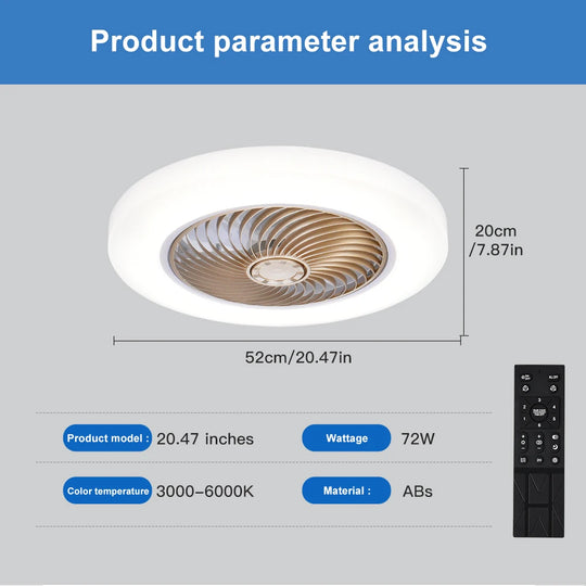Ventilateur Plafond Silencieux Avec Éclairage Intégré Et Télécommande 5