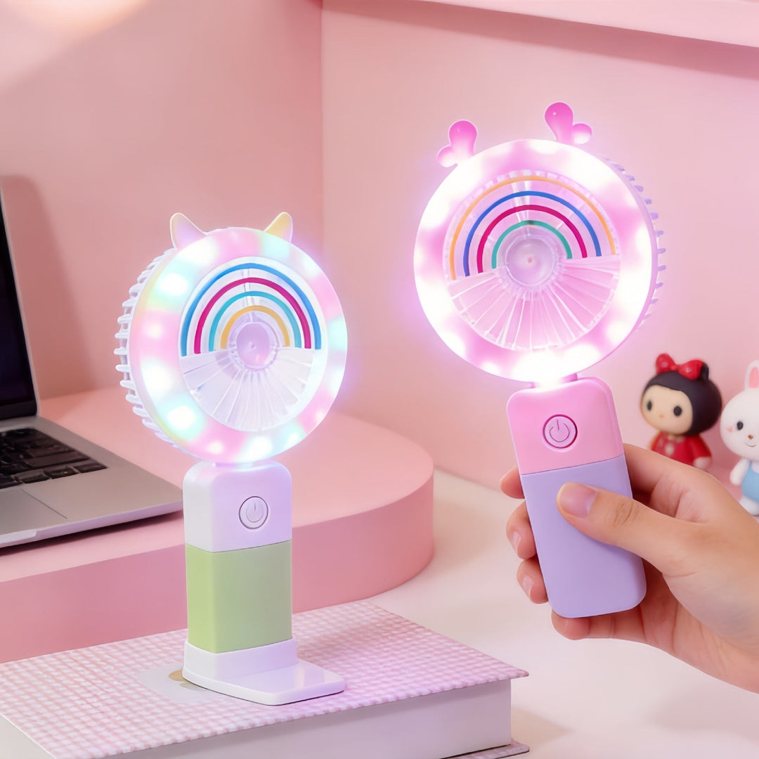 Ventilateur Portable LED pour Femme avec Effets Lumineux 1