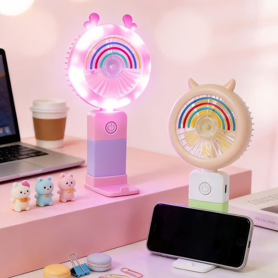 Ventilateur Portable LED pour Femme avec Effets Lumineux 2