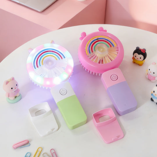 Ventilateur Portable LED pour Femme avec Effets Lumineux 3