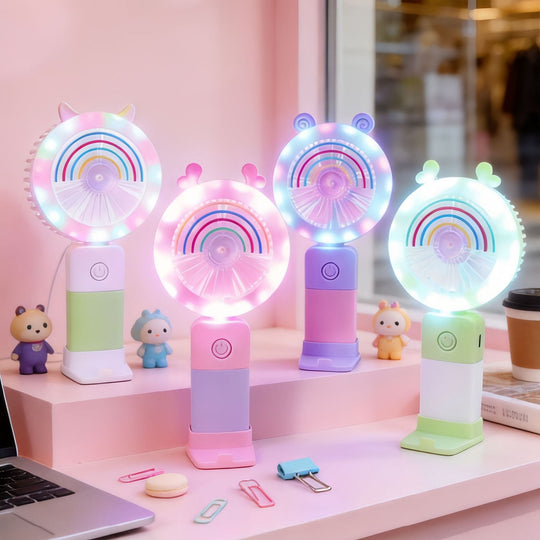 Ventilateur Portable LED pour Femme avec Effets Lumineux 4