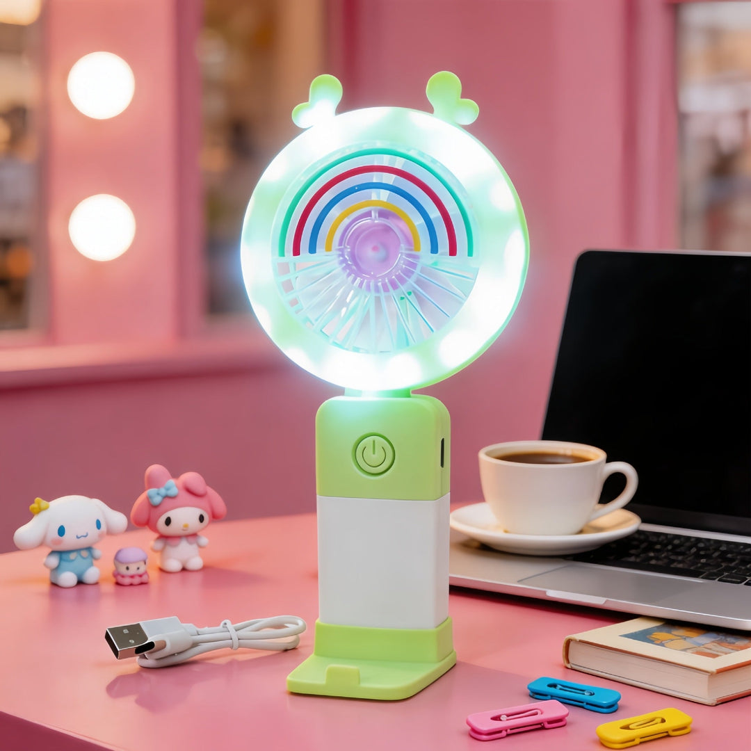 Ventilateur Portable LED pour Femme avec Effets Lumineux 5