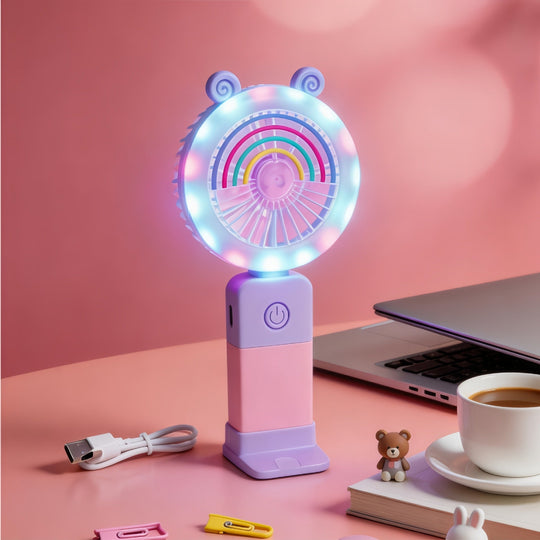 Ventilateur Portable LED pour Femme avec Effets Lumineux 6