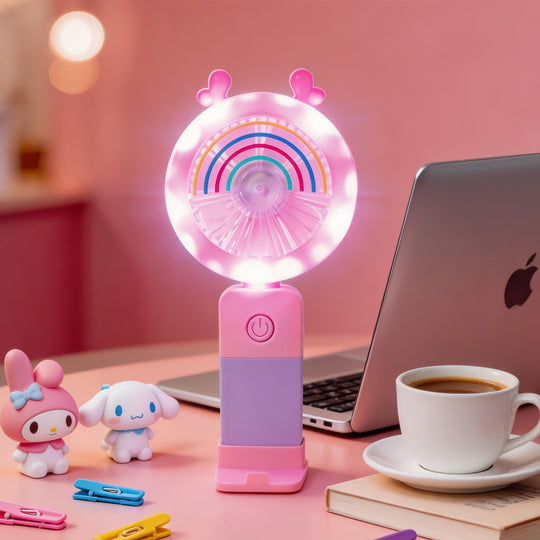 Ventilateur Portable LED pour Femme avec Effets Lumineux 7