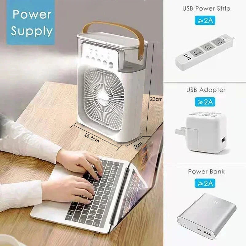 Ventilateur Portable Multifonction 3 en 1 avec Refroidisseur et Humidificateur d'Air 2