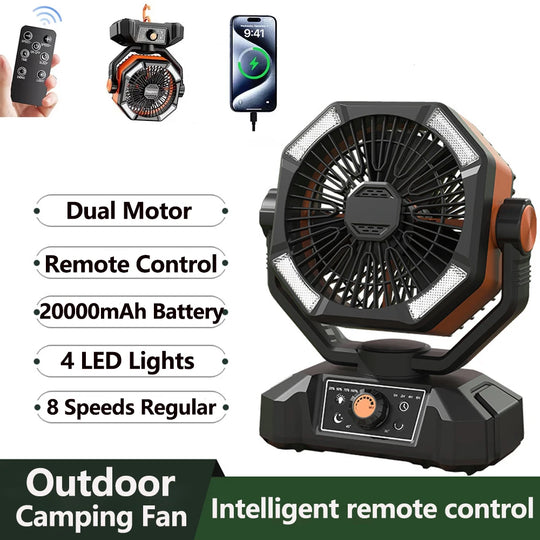 Ventilateur Portable Multifonction pour Camping avec Lanterne LED et Batterie Rechargeable 0