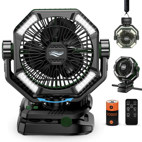 Ventilateur Portable Multifonction pour Camping avec Lanterne LED et Batterie Rechargeable 11