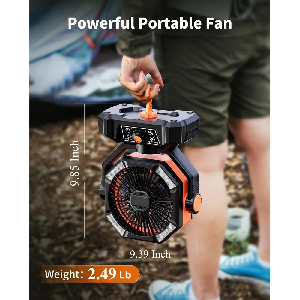 Ventilateur Portable Multifonction pour Camping avec Lanterne LED et Batterie Rechargeable 5