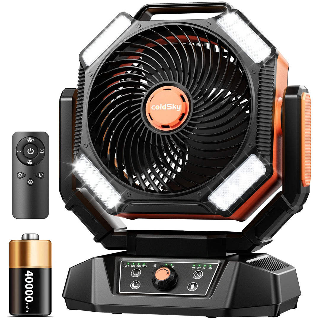 Ventilateur Portable Multifonction pour Camping avec Lanterne LED et Batterie Rechargeable 8