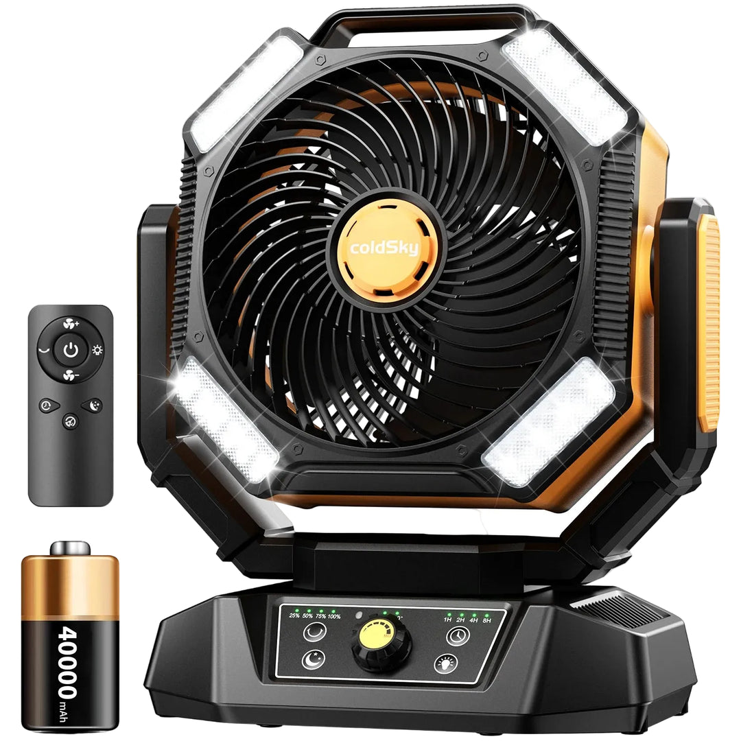 Ventilateur Portable Multifonction pour Camping avec Lanterne LED et Batterie Rechargeable 9