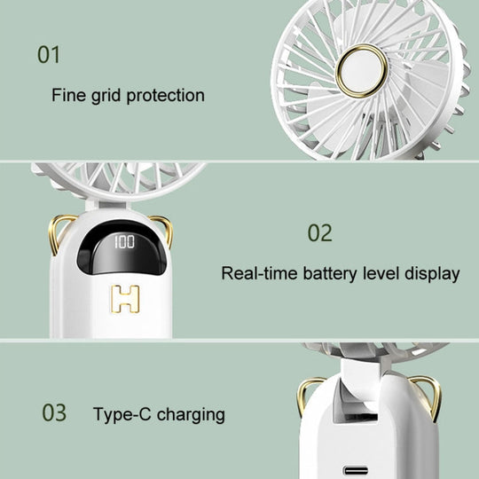 Ventilateur Portable Pliable avec Affichage Numérique et Vitesse Réglable 5