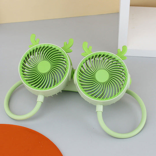 Ventilateur Portable Rechargeable À Double Tête Avec Col De Cygne Flexible 3