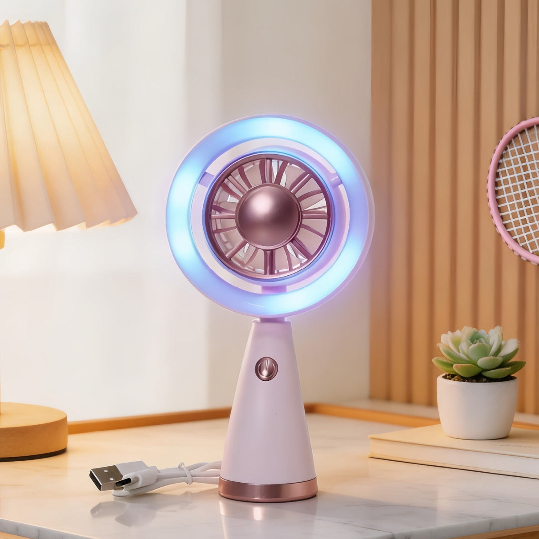 Ventilateur Portable Rechargeable Avec Éclairage RVB 5