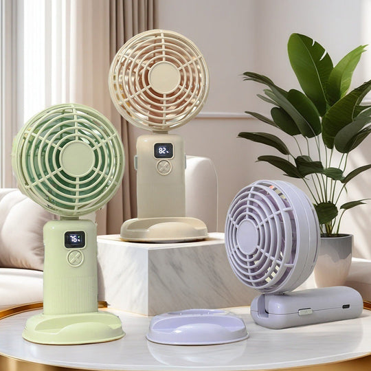 Ventilateur Portable Rechargeable Compact avec Écran LCD et Trois Vitesses 1