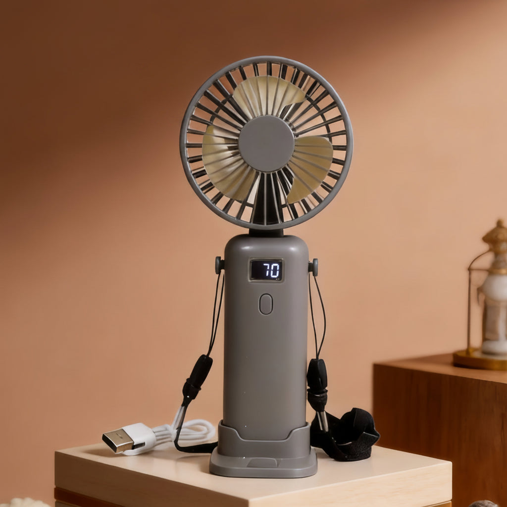 Ventilateur Portable Rechargeable Compact avec Réglages de Vitesse 5