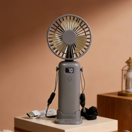 Ventilateur Portable Rechargeable Compact avec Réglages de Vitesse 5