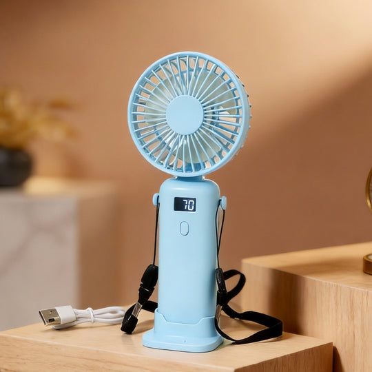 Ventilateur Portable Rechargeable Compact avec Réglages de Vitesse 9