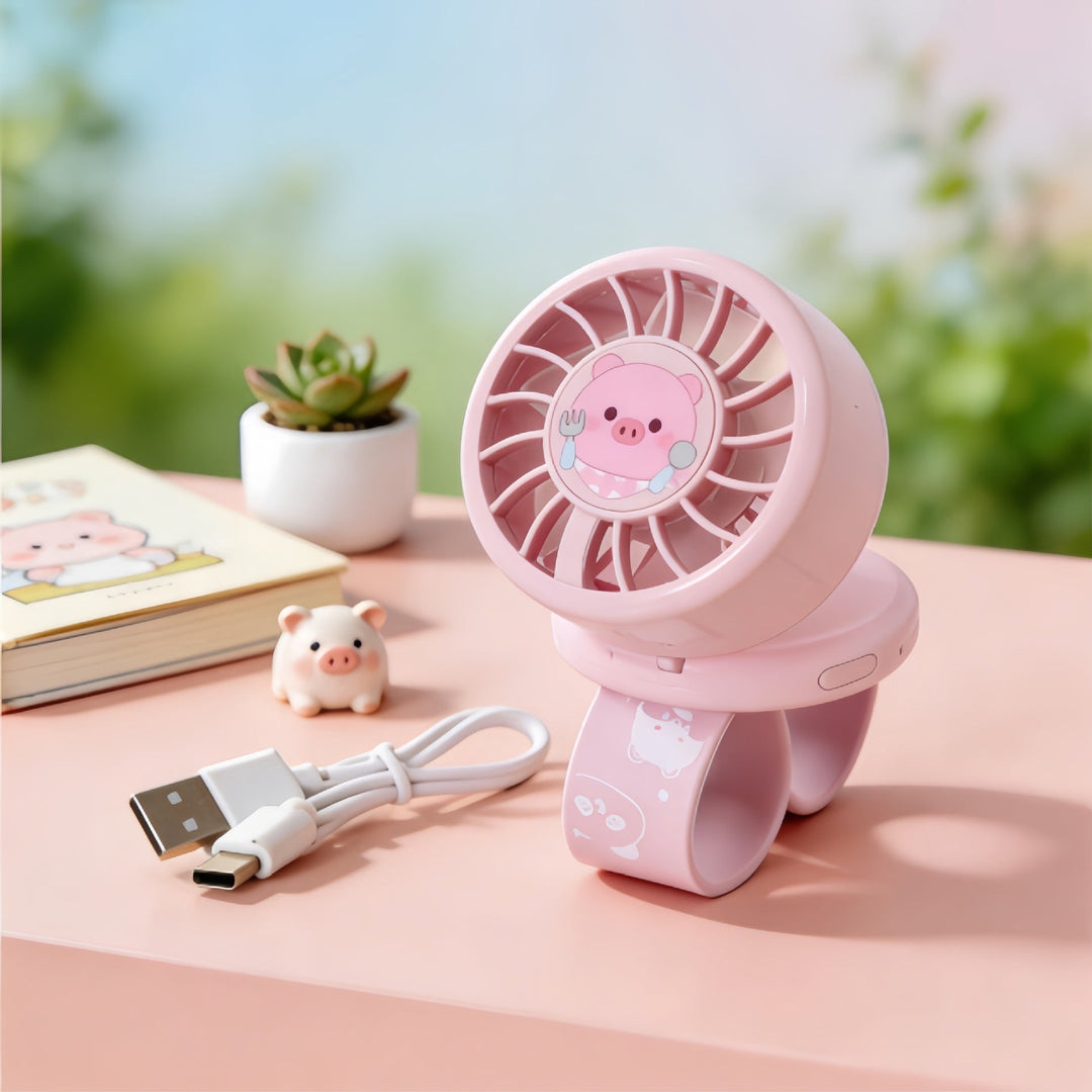 Ventilateur Portable Rechargeable Design Amusant Avec Motif Animal 7