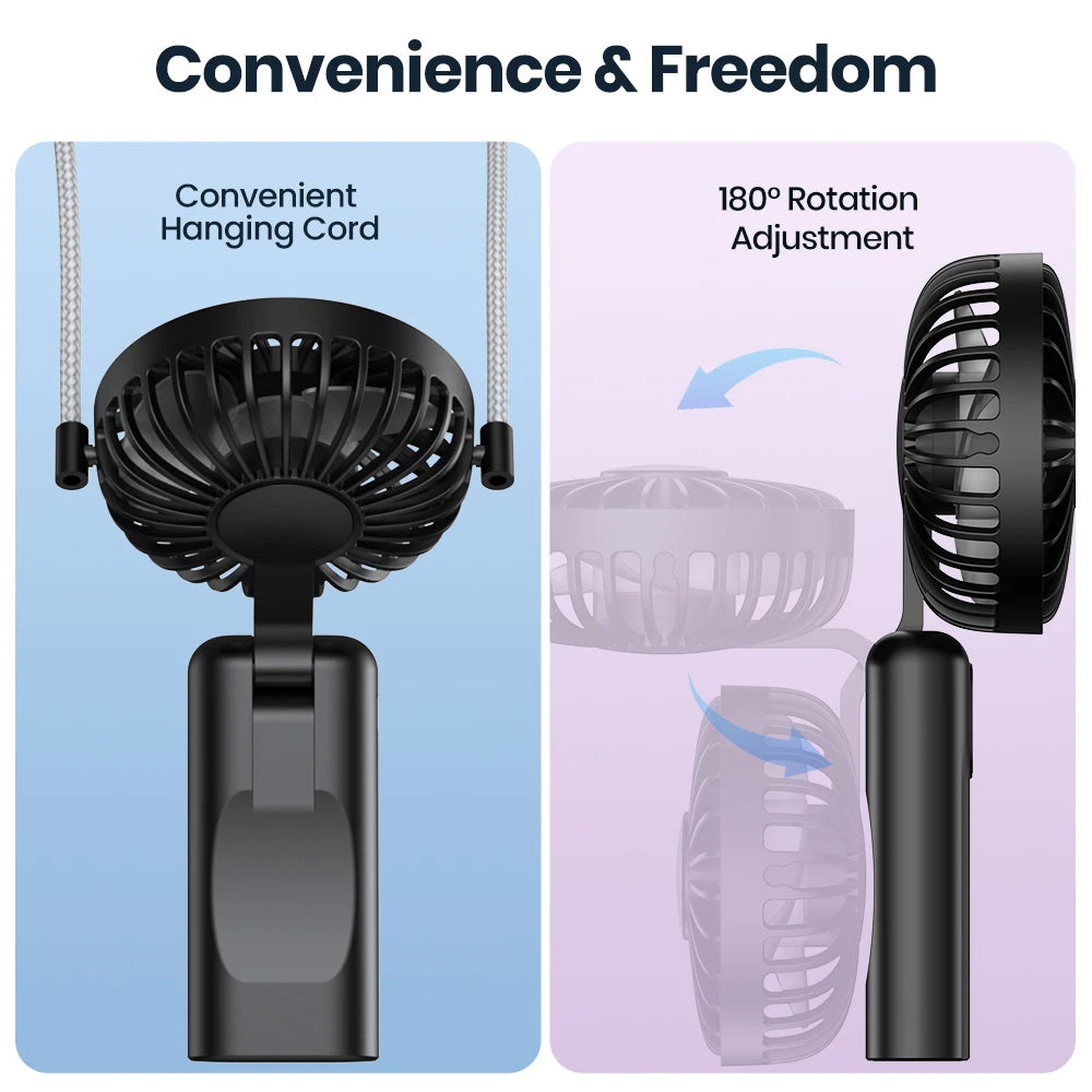 Ventilateur Portable Rechargeable Pliable Multifonction Pour Homme et Femme 1