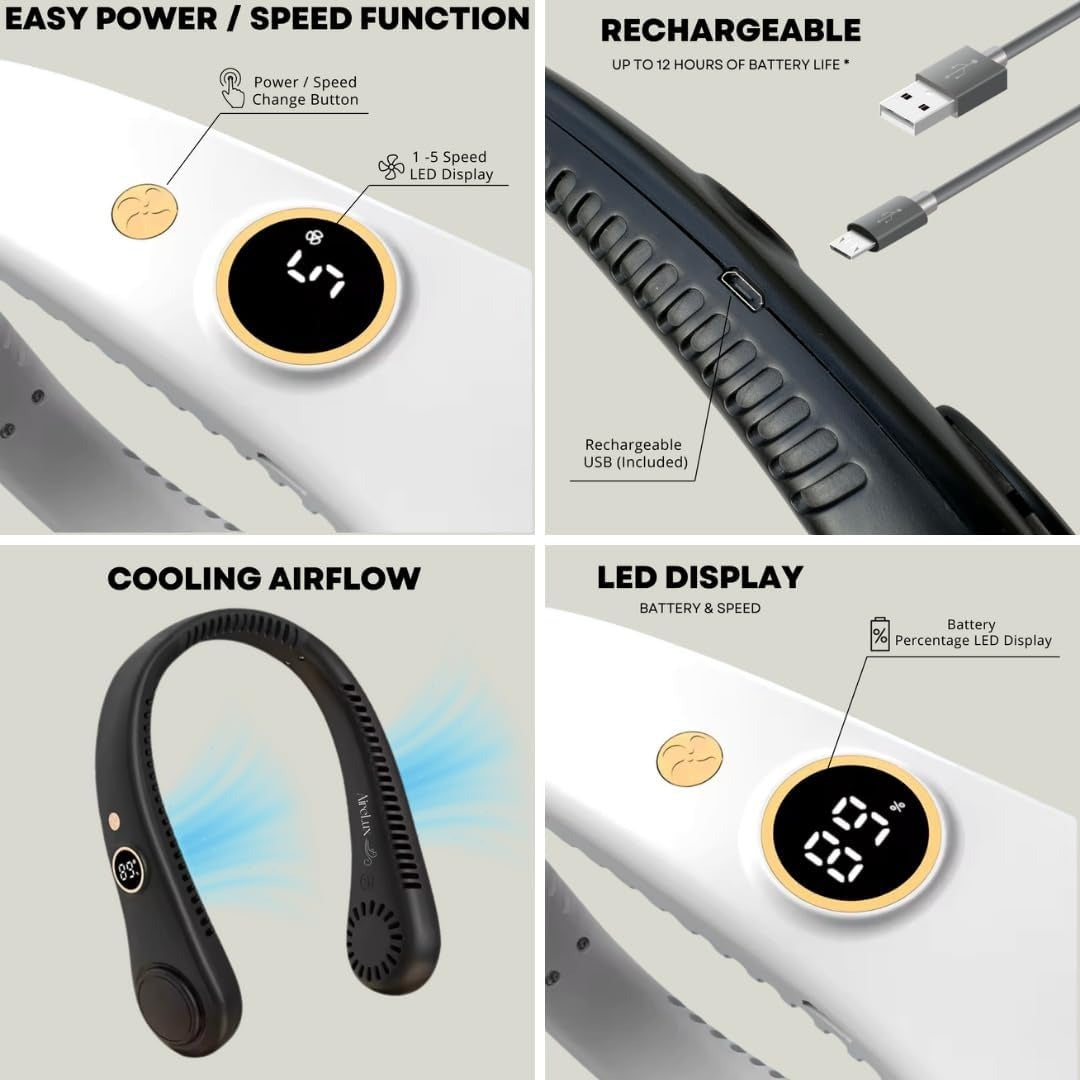 Ventilateur Portable Rechargeable Unisexe à 5 Vitesses avec Design Mains Libres 4