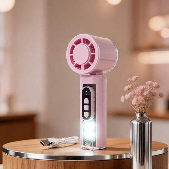 Ventilateur Portable Rechargeable avec Affichage Numérique et Éclairage LED 6