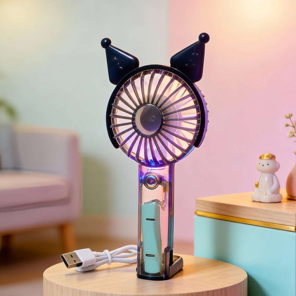 Ventilateur Portable Rechargeable avec Brumisation et Éclairage LED 5