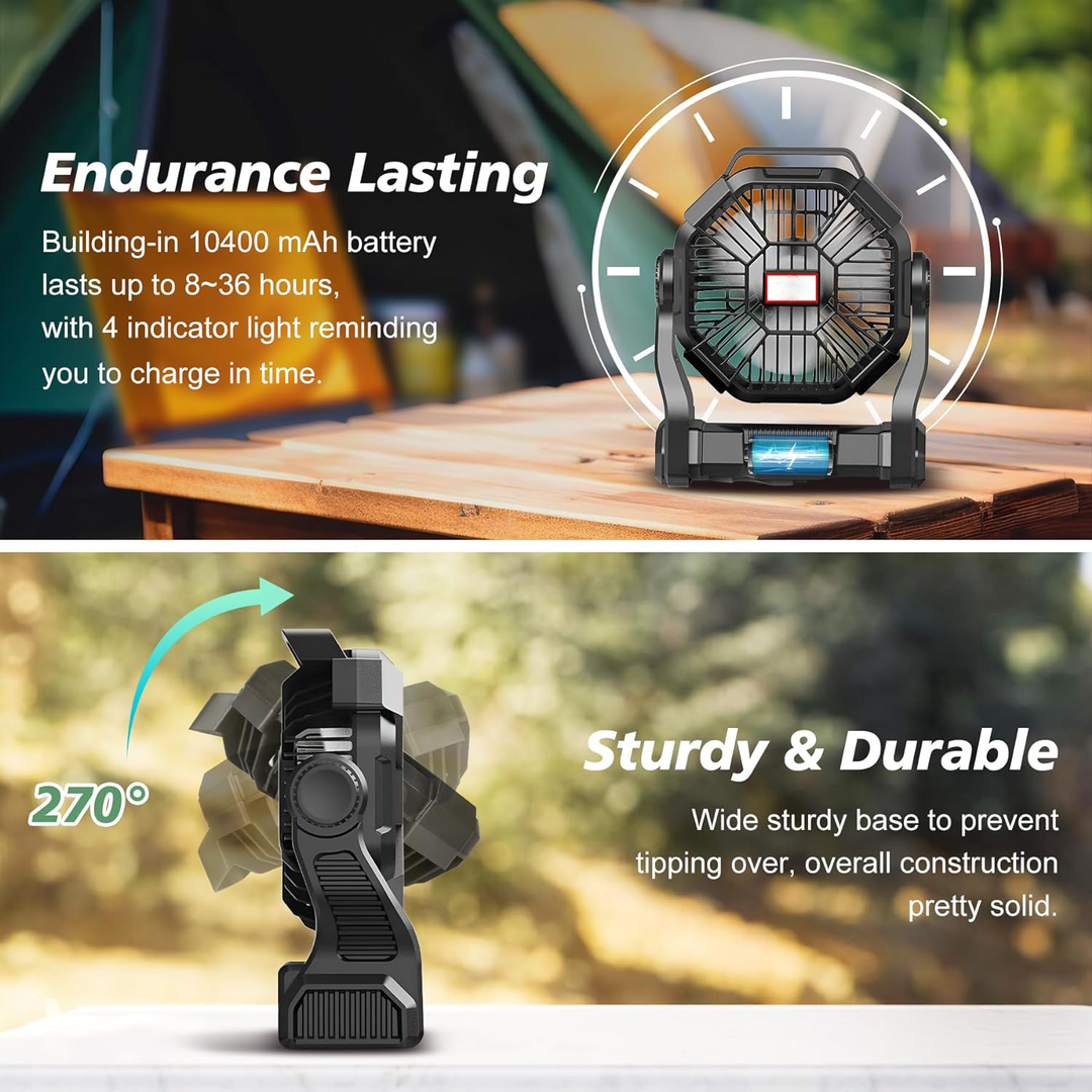 Ventilateur Portable Rechargeable avec Lanterne LED 2